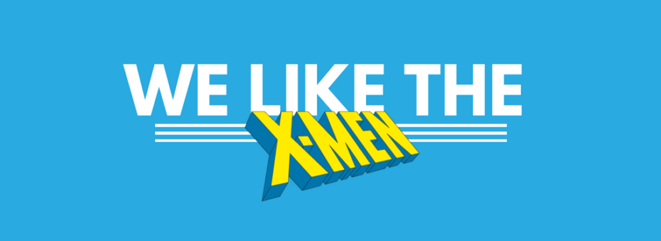 the text "We like the" and then the X-Men logo, the two separated by three thin white lines